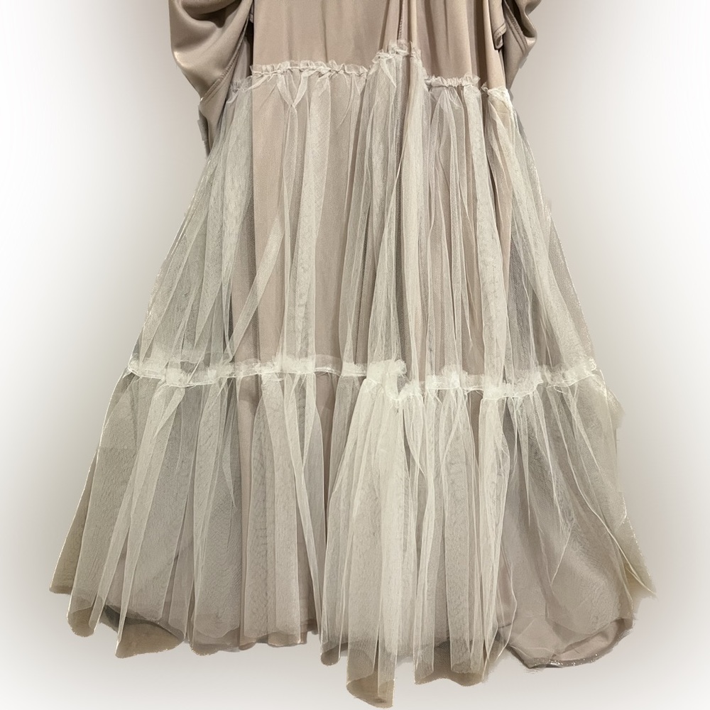B Darlin Long Dress, Juniors' Glitter Mesh Rose color - Picture 7 of 15
